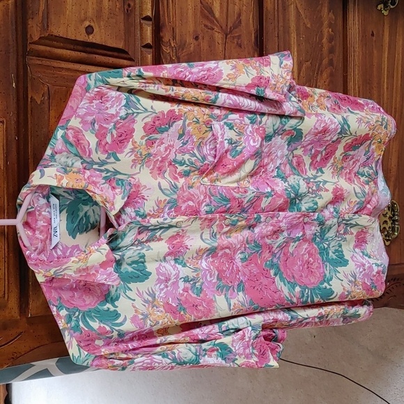 Zara Women's Floral Button Down Top Size Large - Picture 1 of 12